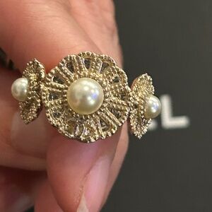 Chanel Floral and Pearl Ring